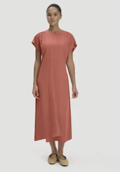 hessnatur Gewebe Kleid mit Wickeloptik Midi aus reinem TENCEL™ Lyocell von pfirsichrot Clearance
