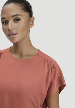 hessnatur Gewebe Kleid mit Wickeloptik Midi aus reinem TENCEL™ Lyocell von pfirsichrot Clearance