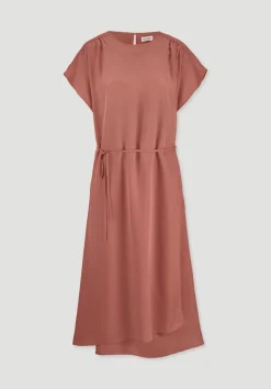 hessnatur Gewebe Kleid mit Wickeloptik Midi aus reinem TENCEL™ Lyocell von pfirsichrot Clearance