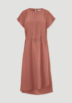 hessnatur Gewebe Kleid mit Wickeloptik Midi aus reinem TENCEL™ Lyocell von pfirsichrot Clearance