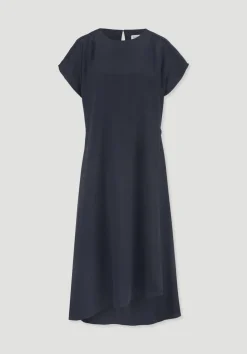 hessnatur Gewebe Kleid mit Wickeloptik Midi aus reinem TENCEL™ Lyocell von marine Clearance
