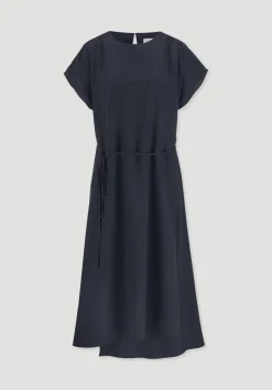 hessnatur Gewebe Kleid mit Wickeloptik Midi aus reinem TENCEL™ Lyocell von marine Clearance