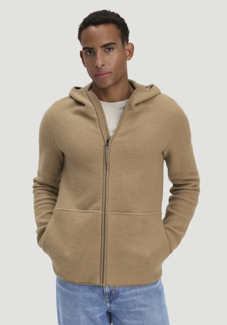 hessnatur Heavy Fleece Jacke Regular aus reiner Bio-Baumwolle von camelbraun Sale