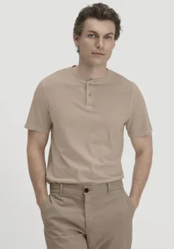 hessnatur Heavy Jersey Henley Shirt Relaxed aus reiner Bio-Baumwolle von taupe Clearance