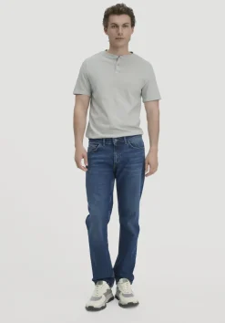 hessnatur Heavy Jersey Henley Shirt Relaxed aus reiner Bio-Baumwolle von nebelgrau New