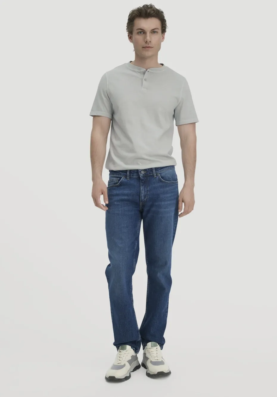 hessnatur Heavy Jersey Henley Shirt Relaxed aus reiner Bio-Baumwolle von nebelgrau New