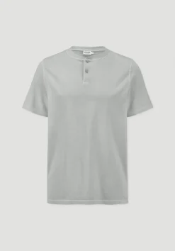 hessnatur Heavy Jersey Henley Shirt Relaxed aus reiner Bio-Baumwolle von nebelgrau New