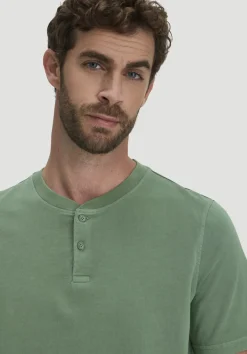 hessnatur Heavy Jersey Henley Shirt Relaxed aus reiner Bio-Baumwolle von efeugrün Outlet
