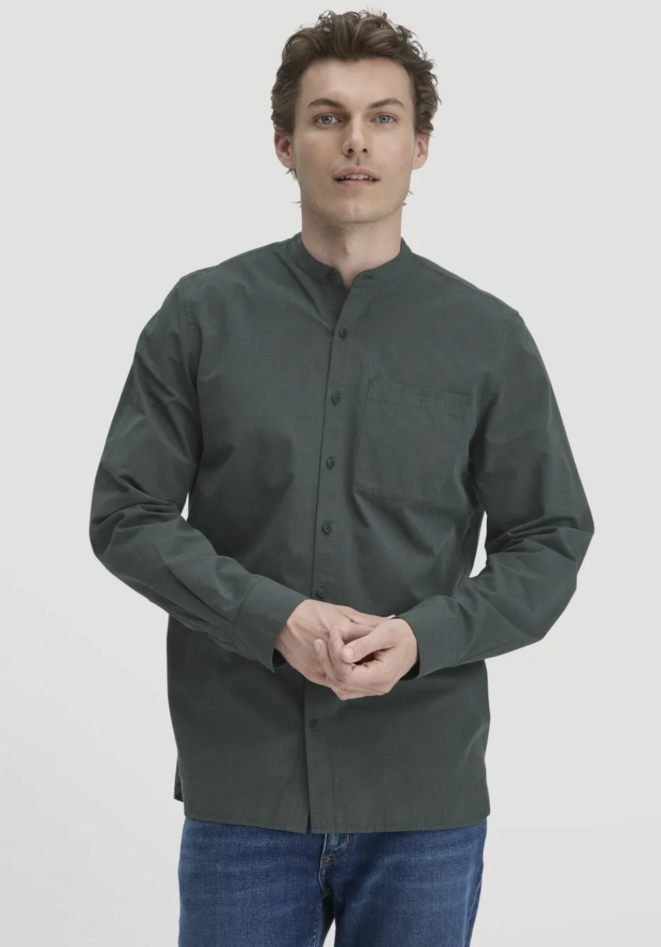 hessnatur Hemd Regular aus Bio-Baumwolle mit Hanf und Yak von fichtengrün New