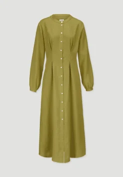 hessnatur Hemdblusenkleid mit Taillierung Maxi aus Bio-Baumwolle mit Leinen von sommermoos Online
