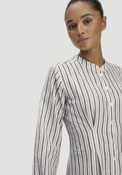 hessnatur Hemdblusenkleid mit Taillierung Maxi aus Bio-Baumwolle mit Leinen von naturweiss Hot