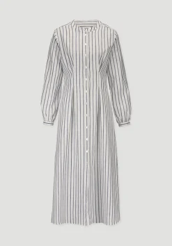 hessnatur Hemdblusenkleid mit Taillierung Maxi aus Bio-Baumwolle mit Leinen von naturweiss Hot