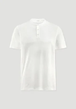 hessnatur Henley T-Shirt Regular aus Leinen und Bio-Baumwolle von naturweiss Sale