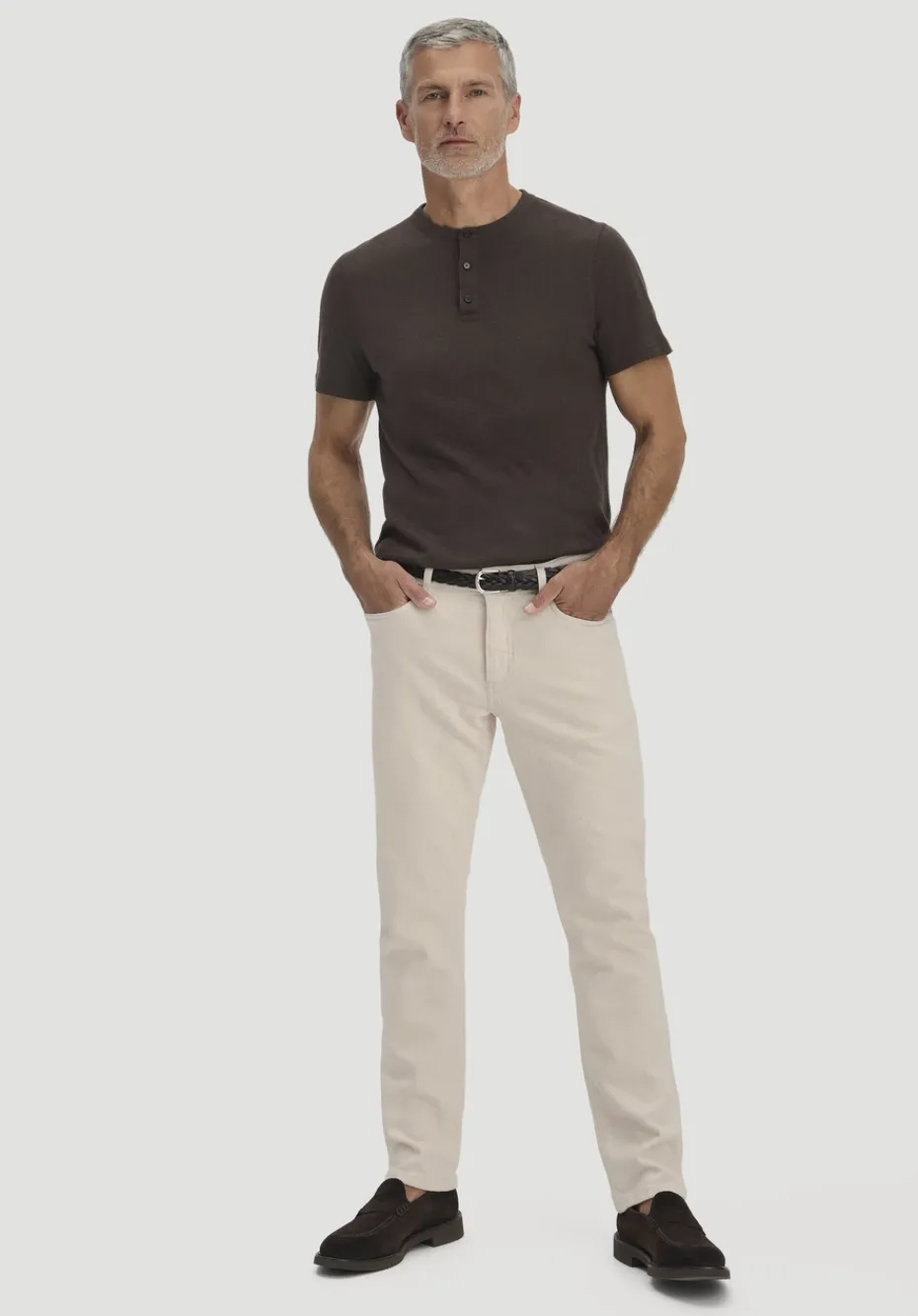 hessnatur Henley T-Shirt Regular aus Leinen und Bio-Baumwolle von kakao braun Outlet