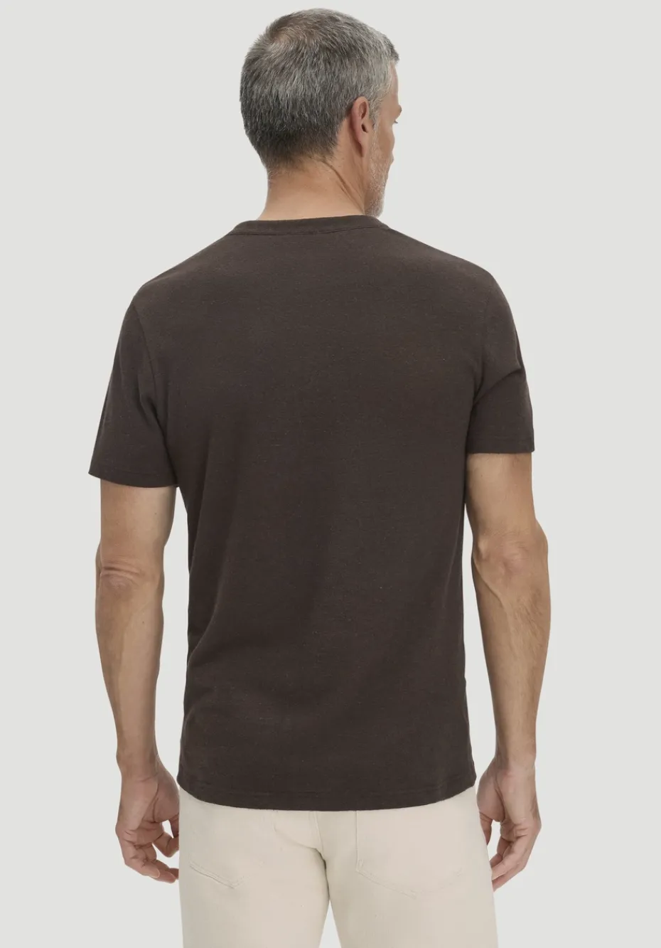 hessnatur Henley T-Shirt Regular aus Leinen und Bio-Baumwolle von kakao braun Outlet