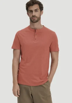 hessnatur Henley T-Shirt Regular aus Leinen und Bio-Baumwolle von terrakotta Discount