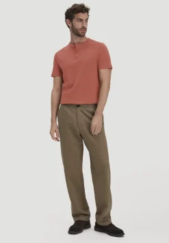 hessnatur Henley T-Shirt Regular aus Leinen und Bio-Baumwolle von terrakotta Discount