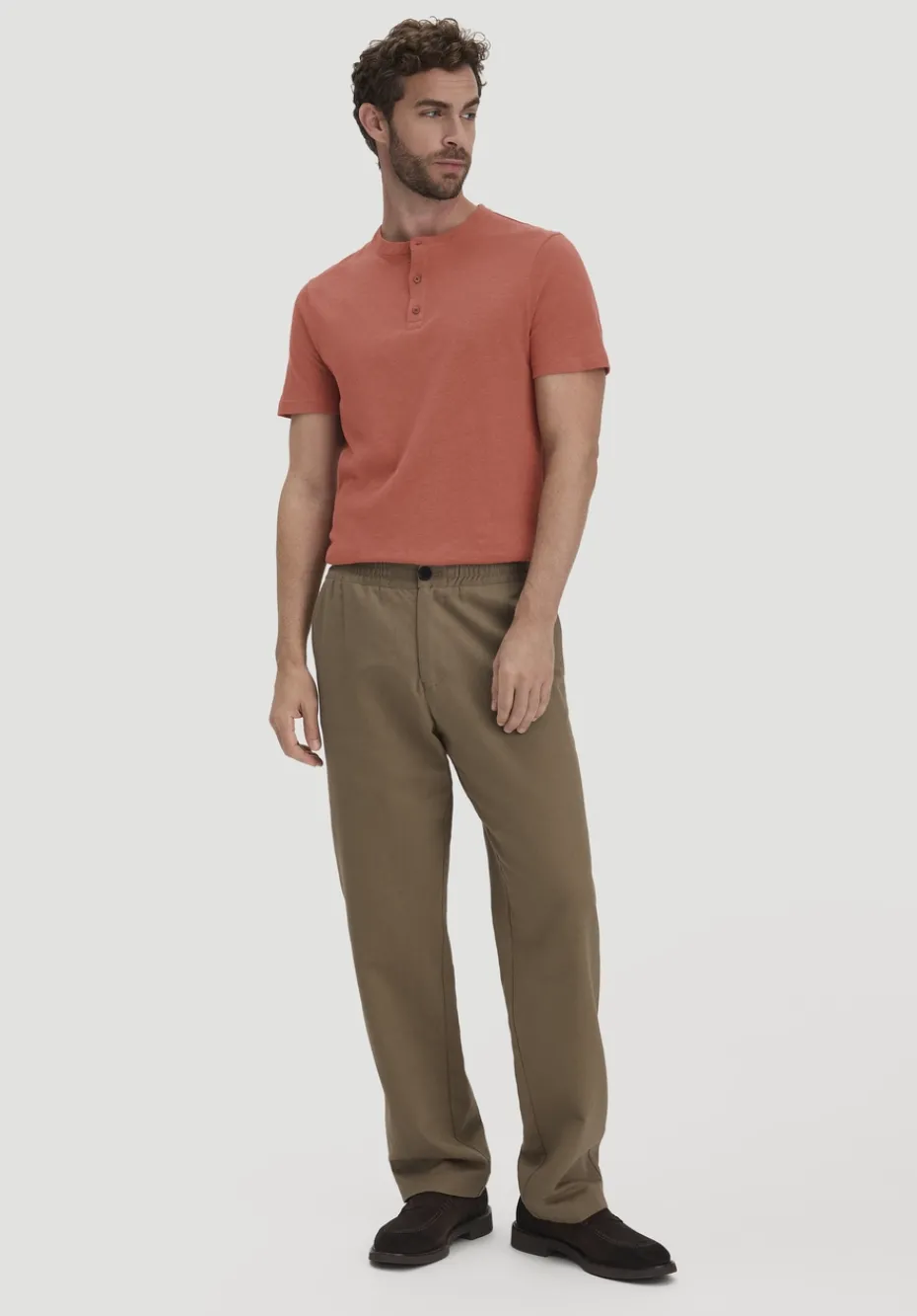 hessnatur Henley T-Shirt Regular aus Leinen und Bio-Baumwolle von terrakotta Discount