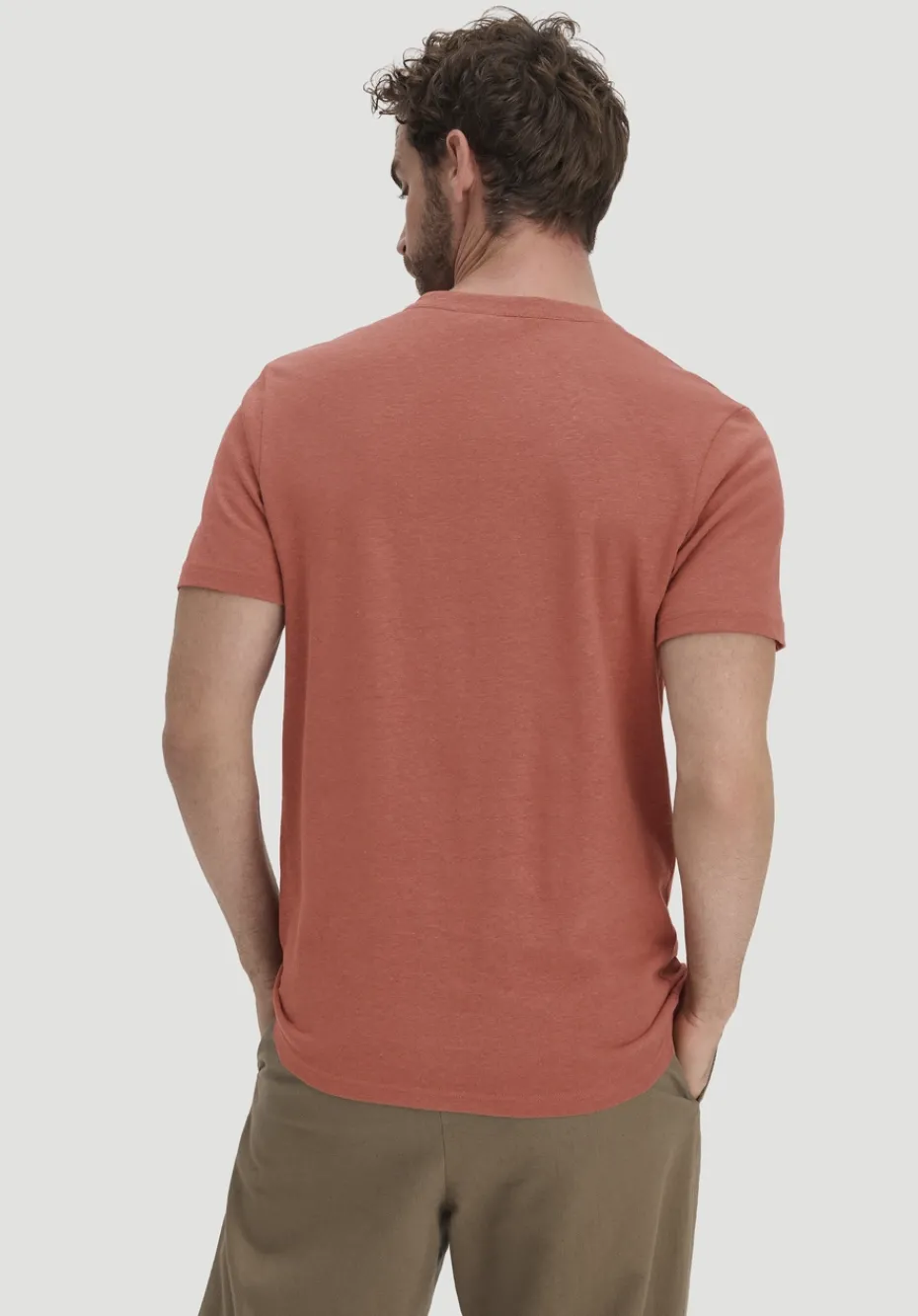 hessnatur Henley T-Shirt Regular aus Leinen und Bio-Baumwolle von terrakotta Discount