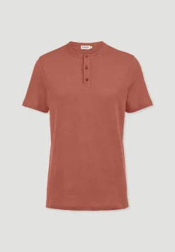 hessnatur Henley T-Shirt Regular aus Leinen und Bio-Baumwolle von terrakotta Discount