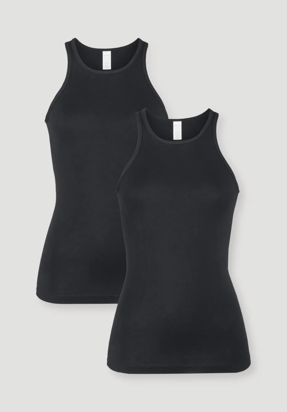 hessnatur High-Neck Tanktop im 2er-Pack PURE COTTON aus reiner Bio-Baumwolle von schwarz