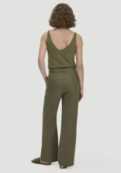 hessnatur Hose Straight Leg aus reinem Leinen von goldoliv