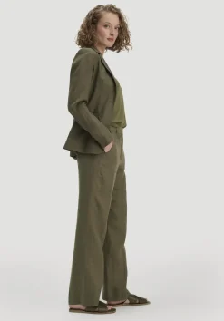 hessnatur Hose Straight Leg aus reinem Leinen von goldoliv