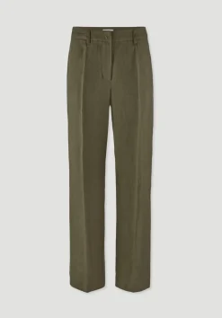 hessnatur Hose Straight Leg aus reinem Leinen von goldoliv