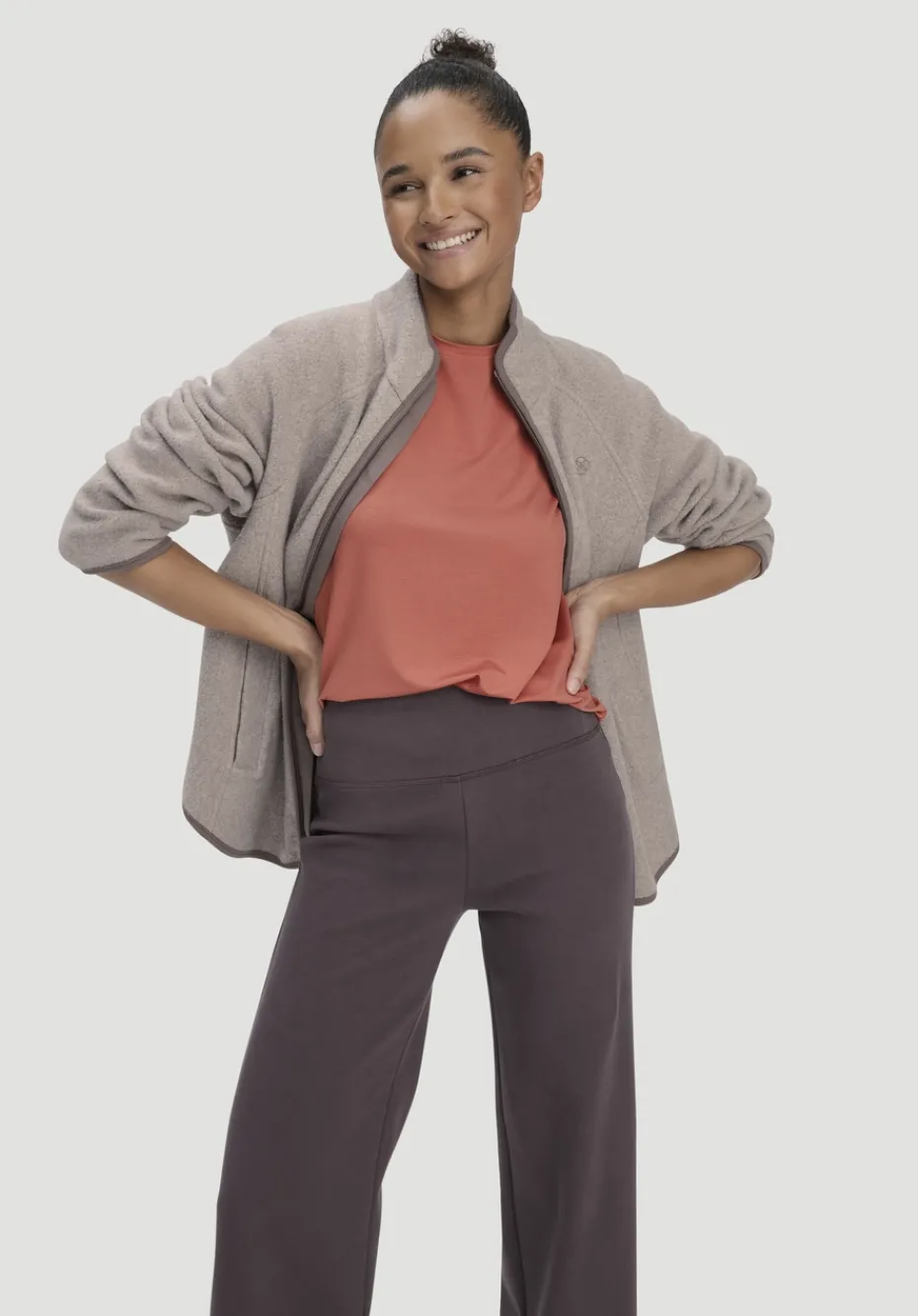 hessnatur Hose Wide Leg ACTIVE COMFORT aus Bio-Baumwolle von mauvebraun