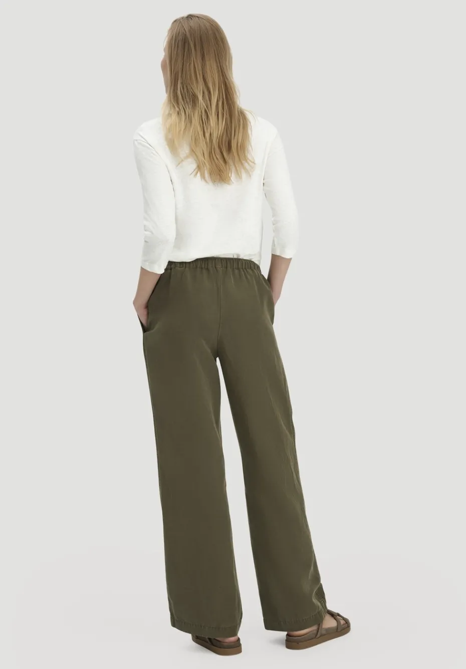 hessnatur Hose Wide Leg aus TENCEL™ Lyocell mit Leinen von goldoliv Hot