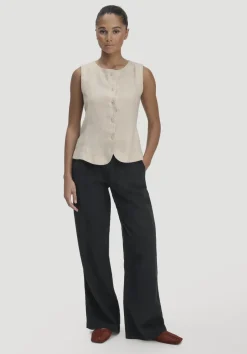 hessnatur Hose Wide Leg aus TENCEL™ Lyocell mit Leinen von schwarz Hot