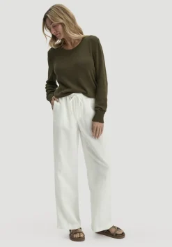 hessnatur Hose Wide Leg aus TENCEL™ Lyocell mit Leinen von naturweiss Discount