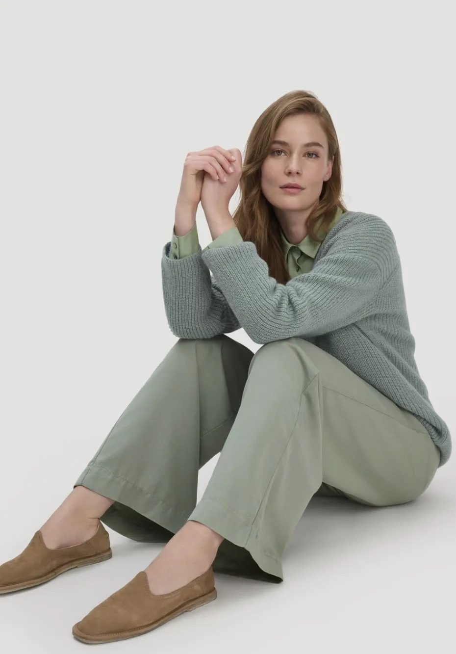 hessnatur Hose Wide Leg aus TENCEL™ Lyocell von mattgrün Best