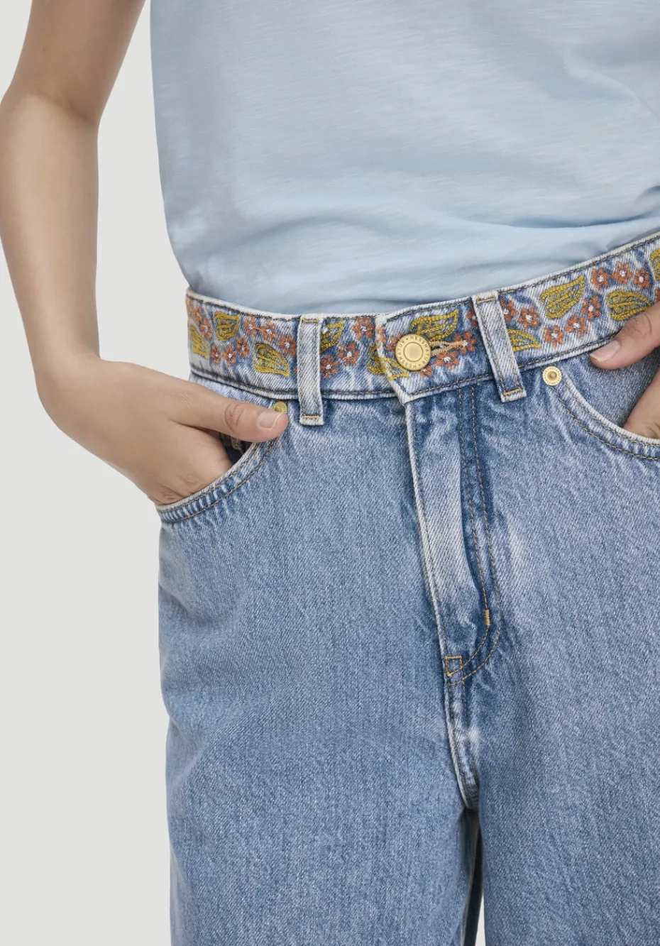 hessnatur Jeans ALVA Wide Leg Embroidery aus Bio-Baumwolle mit TENCEL™ Lyocell von light blue Clearance