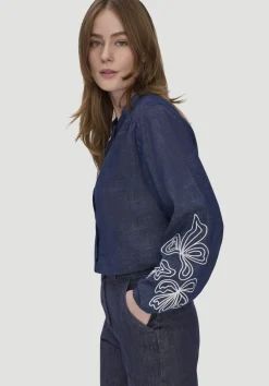 hessnatur Jeans Bluse Embroidery Relaxed aus reiner Bio-Baumwolle von pure blue Best