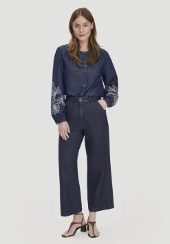 hessnatur Jeans ENNELIE Culotte Wide Leg aus Bio-Denim mit Kapok von medium blue Discount