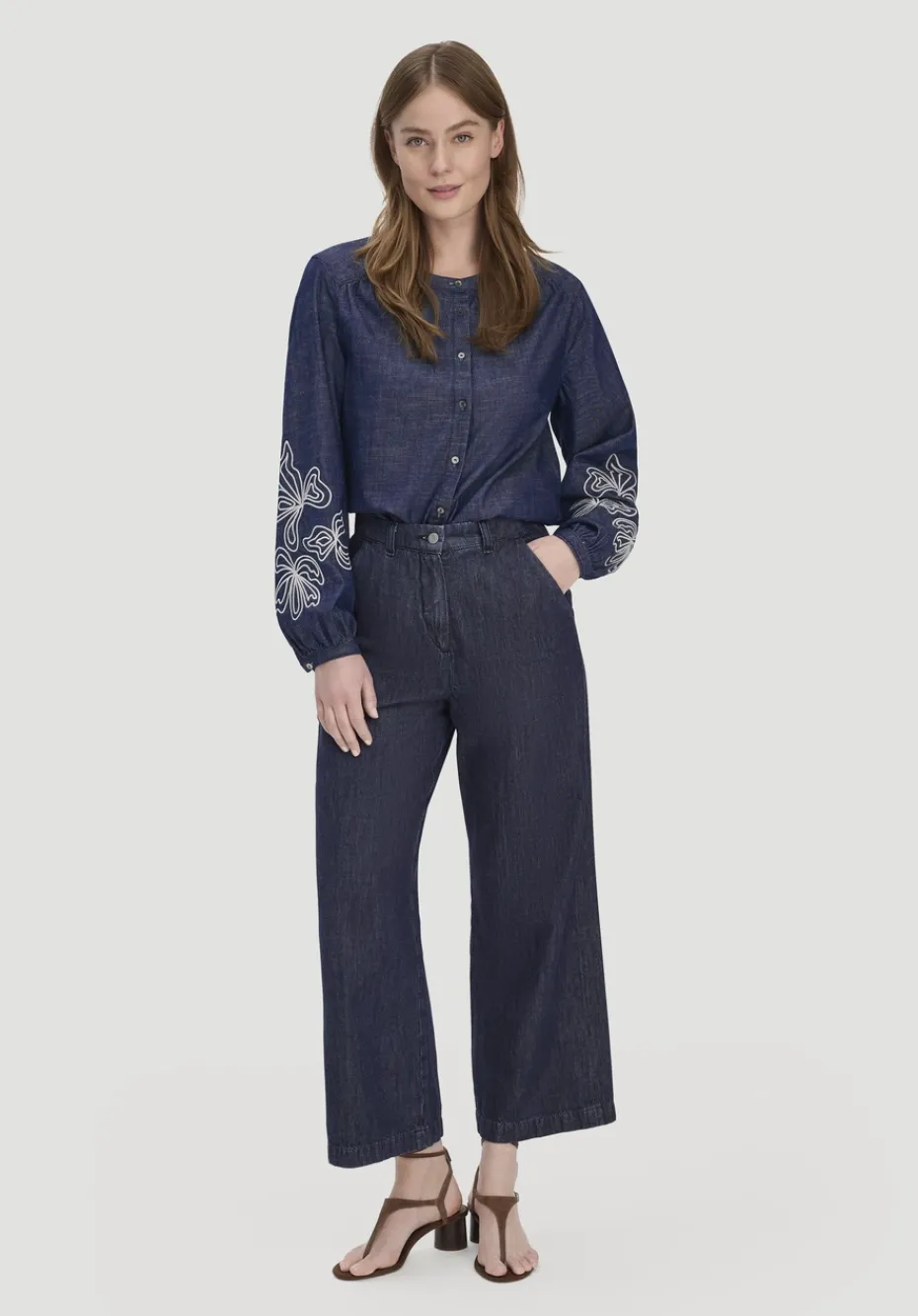 hessnatur Jeans ENNELIE Culotte Wide Leg aus Bio-Denim mit Kapok von medium blue Discount