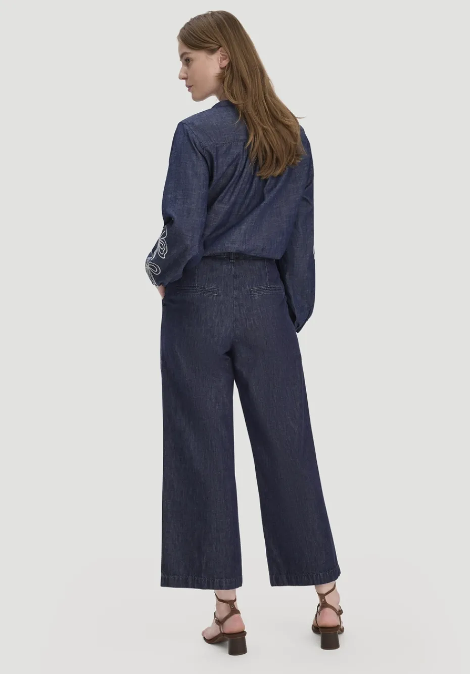hessnatur Jeans ENNELIE Culotte Wide Leg aus Bio-Denim mit Kapok von medium blue Discount