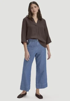 hessnatur Jeans ENNELIE Culotte Wide Leg aus Bio-Baumwolle mit TENCEL™ Lyocell und Leinen von medium blue Sale