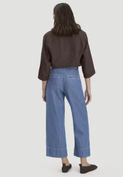 hessnatur Jeans ENNELIE Culotte Wide Leg aus Bio-Baumwolle mit TENCEL™ Lyocell und Leinen von medium blue Sale