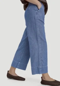 hessnatur Jeans ENNELIE Culotte Wide Leg aus Bio-Baumwolle mit TENCEL™ Lyocell und Leinen von medium blue Sale