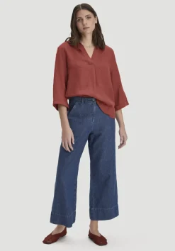 hessnatur Jeans ENNELIE Culotte Wide Leg aus Bio-Baumwolle mit TENCEL™ Lyocell und Leinen von royal blue Discount