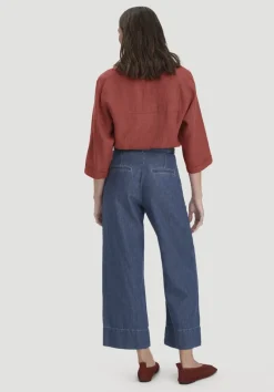 hessnatur Jeans ENNELIE Culotte Wide Leg aus Bio-Baumwolle mit TENCEL™ Lyocell und Leinen von royal blue Discount