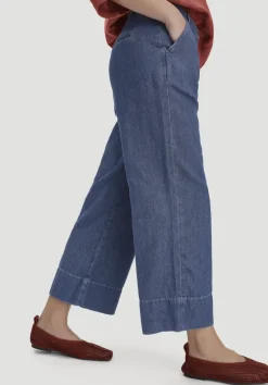 hessnatur Jeans ENNELIE Culotte Wide Leg aus Bio-Baumwolle mit TENCEL™ Lyocell und Leinen von royal blue Discount