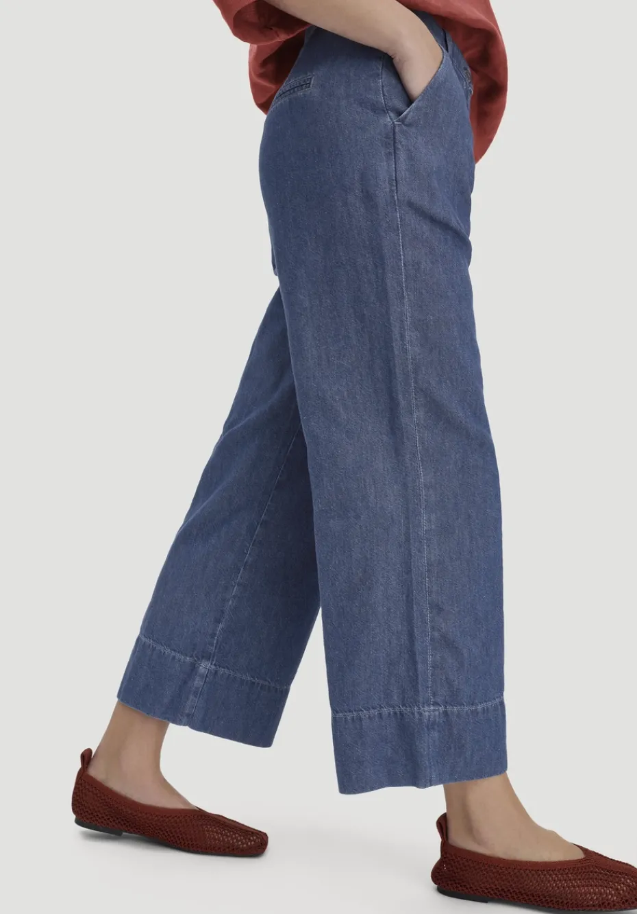 hessnatur Jeans ENNELIE Culotte Wide Leg aus Bio-Baumwolle mit TENCEL™ Lyocell und Leinen von royal blue Discount