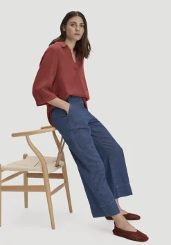 hessnatur Jeans ENNELIE Culotte Wide Leg aus Bio-Baumwolle mit TENCEL™ Lyocell und Leinen von royal blue Discount