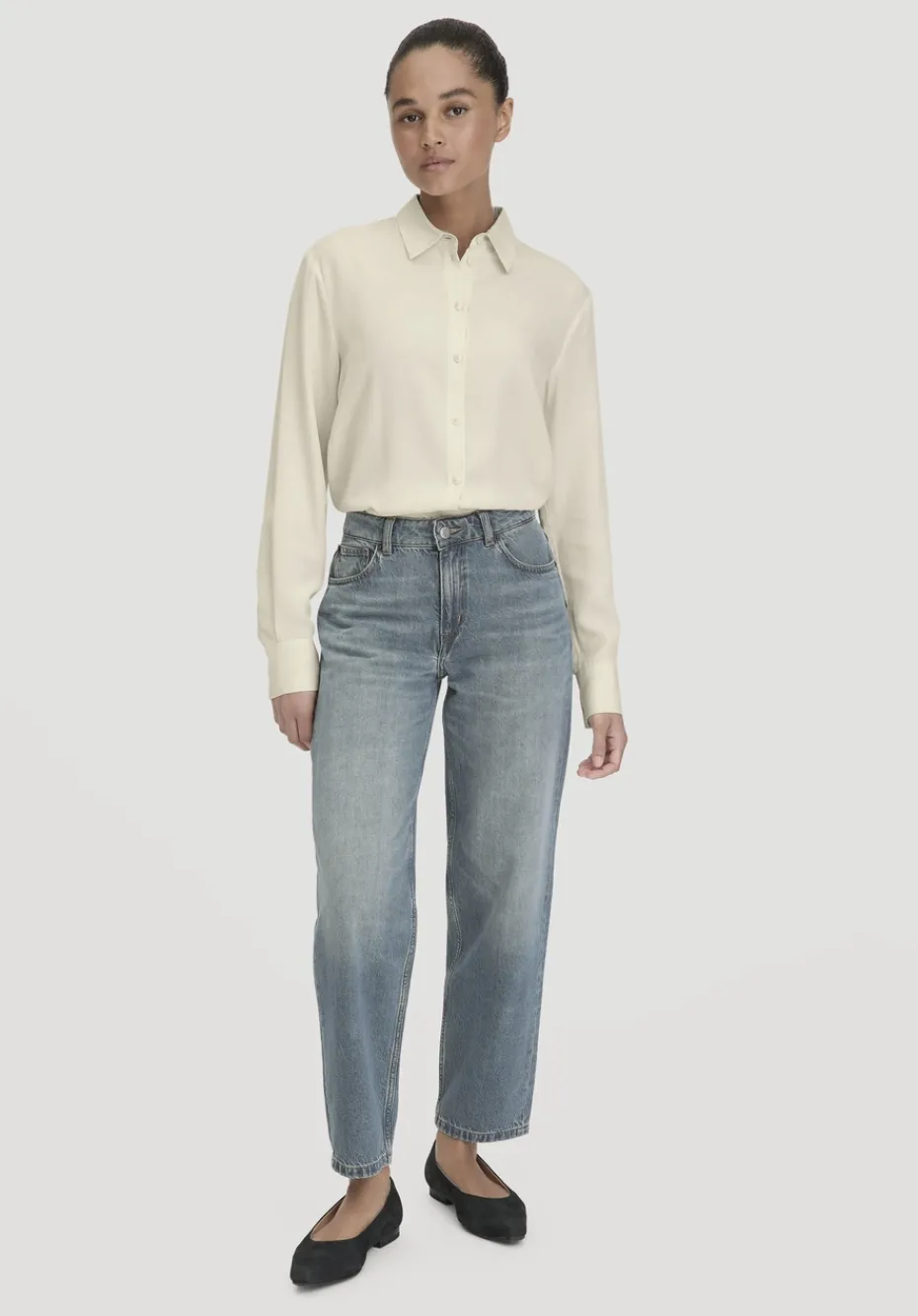 hessnatur Jeans NELE Barrel Leg aus reiner Bio-Baumwolle von greenish blue Clearance