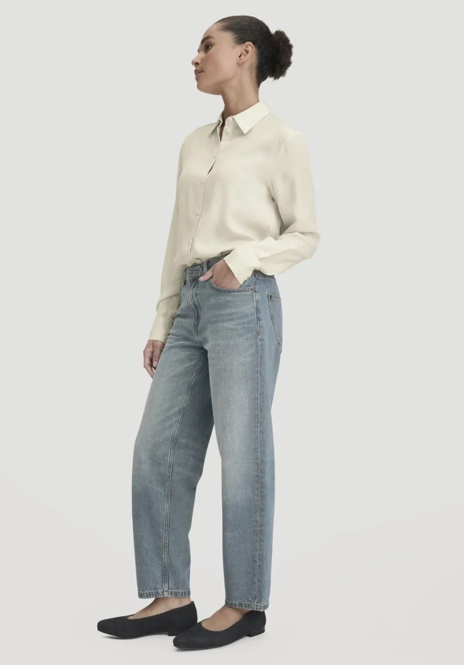 hessnatur Jeans NELE Barrel Leg aus reiner Bio-Baumwolle von greenish blue Clearance