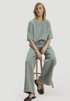 hessnatur Jeans VONNA Super Wide Leg aus Bio-Baumwolle mit TENCEL™ Lyocell von mattgrün Outlet