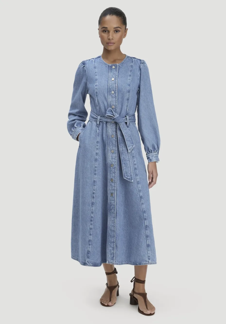 hessnatur Jeanskleid Regular Midi aus Bio-Baumwolle und TENCEL™ Lyocell von light blue Clearance